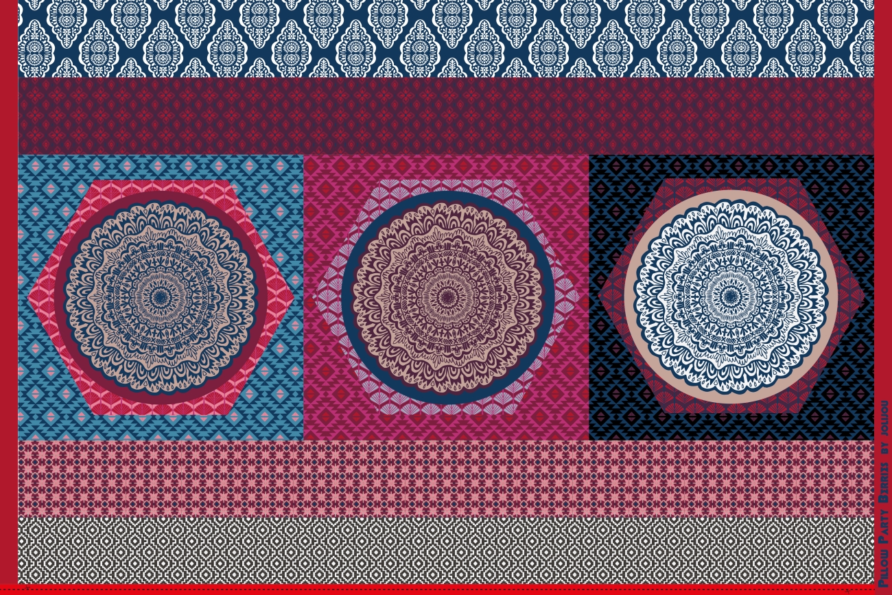 Canvas Swafing -  Pillow Party 2023 - Bunt-Bordeaux - by Jolijou - Panel